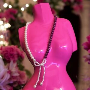 Elegant Pearl and Purple Bead Necklace